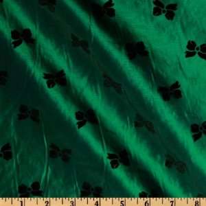  58 Wide Iridescent Flocked Taffeta Bows Black/Green Fabric 