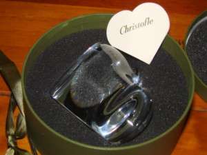 CHRISTOFLE CRYSTAL GLASS PAPERWEIGHT NEW IN BOX HEART  