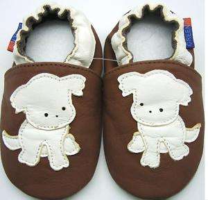 minishoez leather baby shoes slippers puppy beige 6 12m  