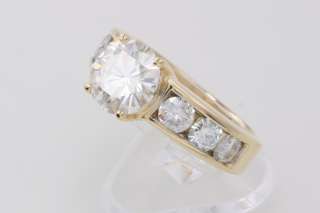 Gold Moissanite Engagement Ring w Side Stones 3.58 cttw  