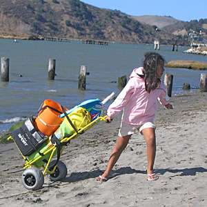Beach Cart Folding Mini being pulled by girl