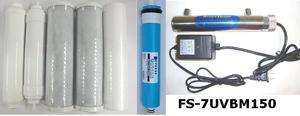 set 7 pcs RO DI UV Spare Replacement Filters 150 GPD membrane FS 