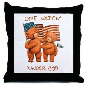   Pillow One Nation Under God Teddy Bears with US Flag 