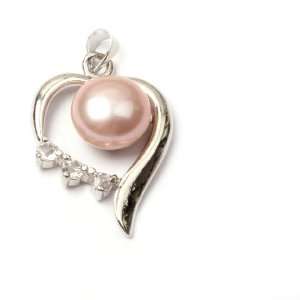 10 11mm purple freshwater pearl white gold plated pendant lovely heart 