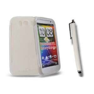  white silicone case cover pouch with white stylus for htc sensation xl