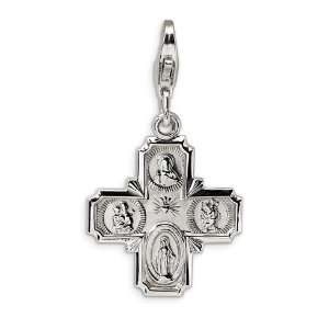    Sterling Silver 4 Way Medal with Lobster Clasp Charm Jewelry