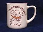 Vintage Ceramic Bunny Rabbit Childs Mug   Vegetables Are Best