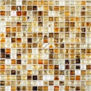  Orange/Brown 3/8 x 3/8 Brown Mini Squares Glossy Glass Tile 