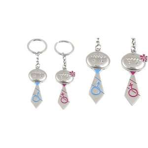  Como 2 Pcs Boy Girl Style Silver Tone Keychain for Lovers 