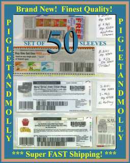 50) Coupon Sleeves Pages for 3 Ring Binder 4 Pocket Currency   NEW 