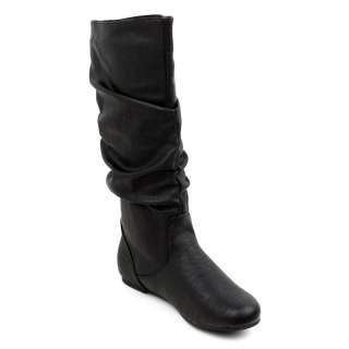 WILD DIVA KALISA 04 FLAT FAUX SUEDE BOOTS. 0 inch heel, 0 inch 