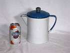 coffee pot stove top white country blue 6 cup enamelware
