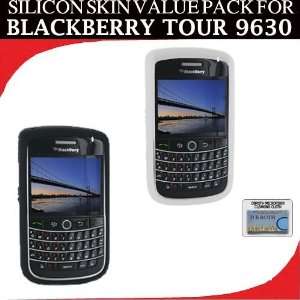  2 PACK FOR BLACKBERRY TOUR BLACK AND WHITE CLEAR CASES 
