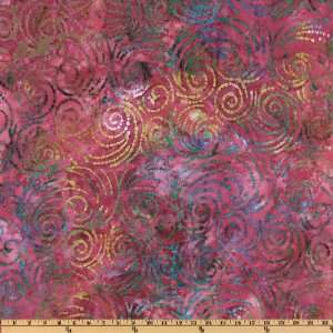  44 Wide Indian Batik Swirl Pink/Multi Fabric By The Yard 