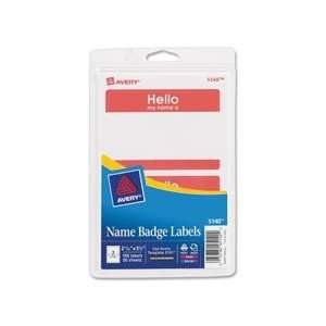   : Avery Red Border Print or Write Name Badge Labels: Office Products