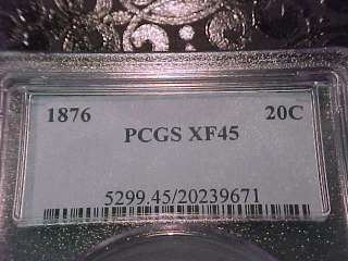 1876 P PCGS XF 45 Twenty (20) cent piece Less than 15K Minted #1 