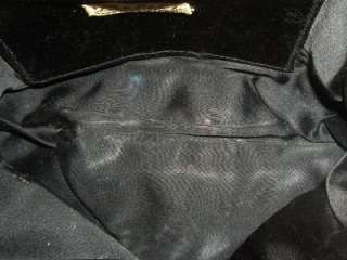   Handbag Hand Made in France Black Beaded Purse~Enamel French Scene