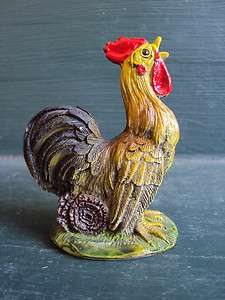 DECORATIVE PAINTED RESIN ROOSTER FIGURINE  