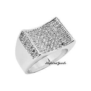   Finish Mens Fully Iced Out Lab Made Diamond Concave Ring  