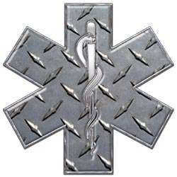 EMS Star of Life EMT MFR Medic Diamond Plate Decal FF71  