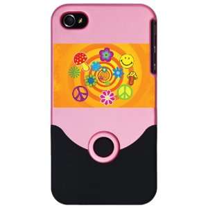  iPhone 4 or 4S Slider Case Pink 70s Spiral Peace Symbol 