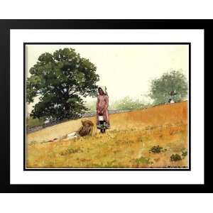   Framed and Double Matted Boy and Girl on a Hillside