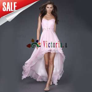 pink Chiffon Cocktail/Homecoming dresses Prom gown in stock size 6 8 