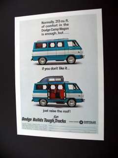 Dodge Camp Wagon van camper 1965 print Ad  