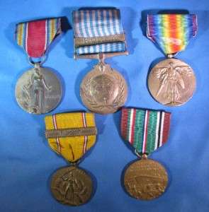 Vintage WWI WWII Korea US MIlitary Service Medal Lot A  