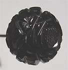   Victorian superb big carved WHITBY JET flower ball bead hat pin vgc