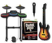   360 GUITAR HERO 5 Band Kit w/Drum/Mic/Game Set 047875958852  