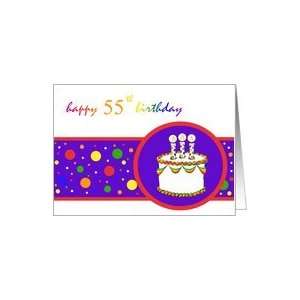  55th Happy Birthday Cake rainbow design Card: Toys & Games