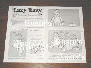 1972 Ideal doll LAZY DAZY operating INSTRUCTIONS  