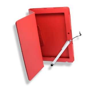 ] Brand New Red Faux Leather Stand Book Guard Case Cover+Touch Screen 