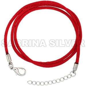 16 in. Red Silk Satin Cord Chain Necklace w/ Stainless Steel Lobster 