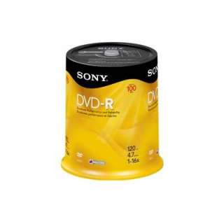 Sony 100DMR47RS4 16x DVD R Media 4.7GB   120mm Standard   100 Pack 