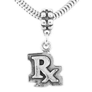    Sterling Silver Pharmacist Rx Symbol Dangle Bead Charm Jewelry