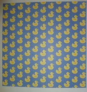 Yellow Ducky on Blue Background Scrapbook Paper12 x 12 4 sheets  