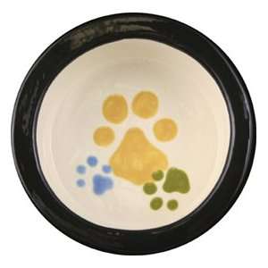 com Melia ceramic dog bowl, 3.5 cup triple paw yellow, blue dog bowl 
