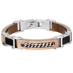 Stainless Steel Mens Chain and Carbon Fiber Bracelet  Overstock