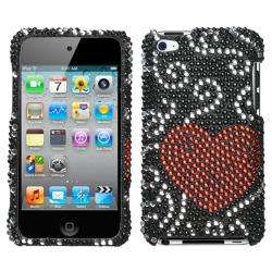 Apple iPod Touch 4th Generation Curve Heart Rhinestone Protector Case 