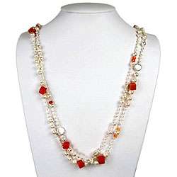   , Crystal, Red Agate and Aventurine Necklace (9 mm)  