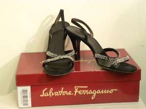 300 Salvatore Ferragamo black beading sandal shoe 7  