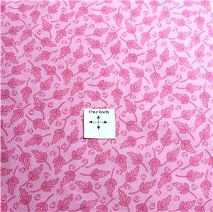 Henry Glass Cotton Fabric Bright Pink Leaves on Pink, Tone on Tone 
