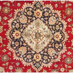 Persian Hand knotted Red/Navy Kashan Rug (11 x 15)  Overstock