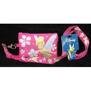 Tinker Bell Fairy Pink Lanyard + Wallet Key Chain NEW 