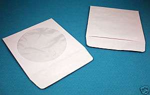 500 Paper CD Sleeve Envelope WHITE with Window & Flap  