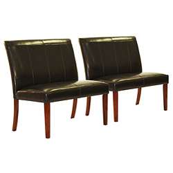 Dark Brown T back Leather Bench (Set of 2)  