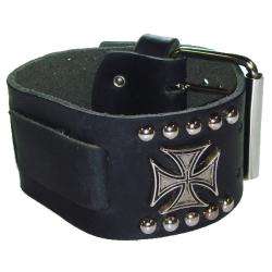 Nemesis Metal Iron Cross Black Leather Watch Band  Overstock