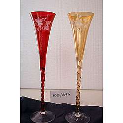 Italian Etched Crystal Champagne Flutes (Set of 2)  Overstock